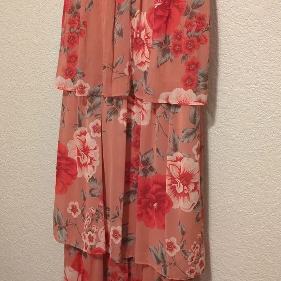 Crystal Doll pink floral sleeveless tiered ruffled maxi dress - Picture 6 of 12